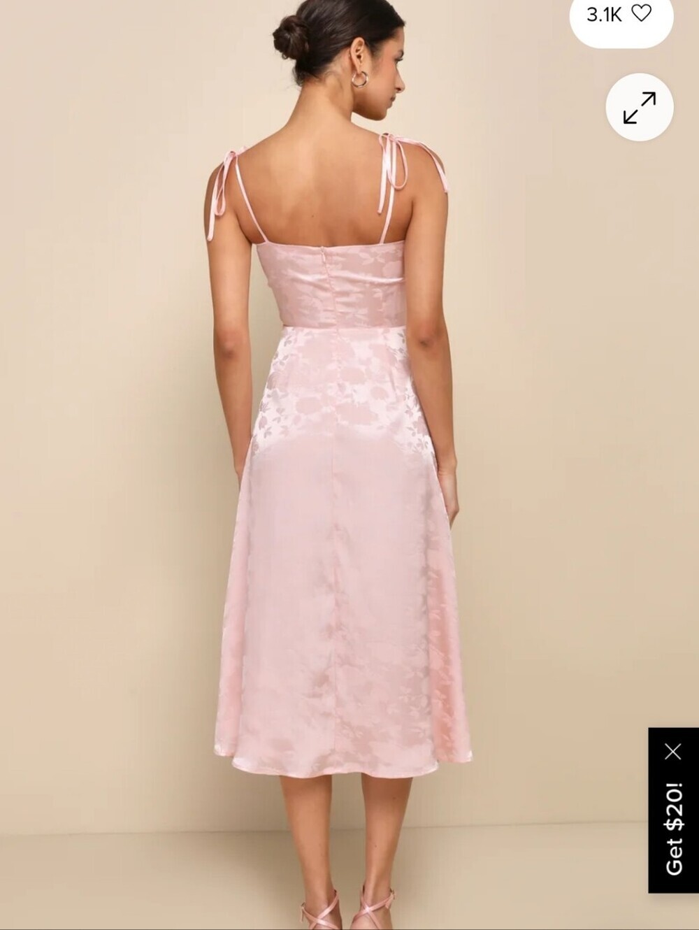 Lulus Womens Ethereal Muse Light Pink Satin Embroidered Midi Slip Dress. Sz S - Picture 3 of 12